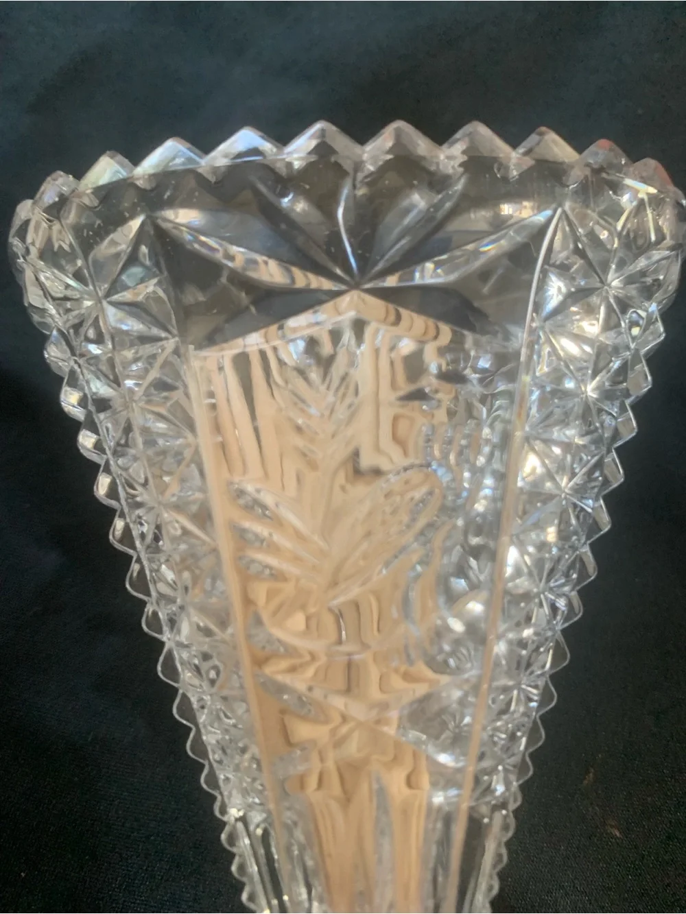 Elegant Clear Cut Glass Fan Vase Created in Germany Hofbauer